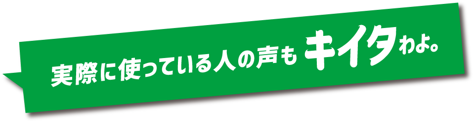 実際に使っている人の声もキイタわよ。